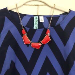Red chunky costume necklace